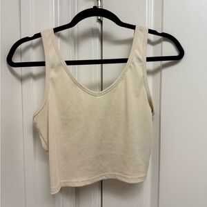 SHEIN Cream Ribbed Tank Top